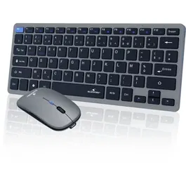 Bluestork Pack Mini - Ensemble Clavier et Souris sans Fil AZERTY Ultra Fin et Léger - Bluetooth et USB 2,4 GHz - Pour Télétravail, Nomade, PC, Mac, Tablette et Smartphone