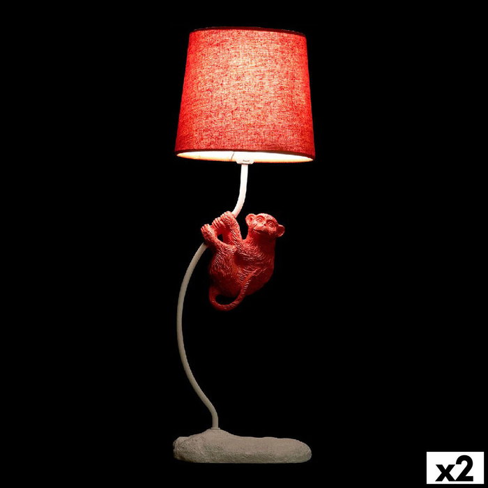 Lampe de bureau DKD Home Decor Polyester Résine 25W 220 V Singe (2 pcs) (19 x 17 x 53 cm)