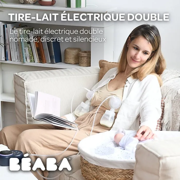 Beaba Tire-Lait Électrique Double, Bleu Nuit - Rapide, Efficace et Confortable pour l'Allaitement Maternel