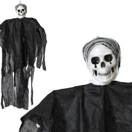 Figure décorative squelette vieillard avec larmes noires suspendue 90 cm