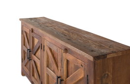GINER Y COLOMER Buffet rustique 4 portes en bois recyclé Noyer