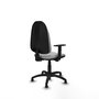Chaise de bureau Algarra avec mécanisme de contact permanent de base, recouverte de tissu gris clair. Équipée d'une base en polyamide noir, d'accoudoirs 1D et de butées