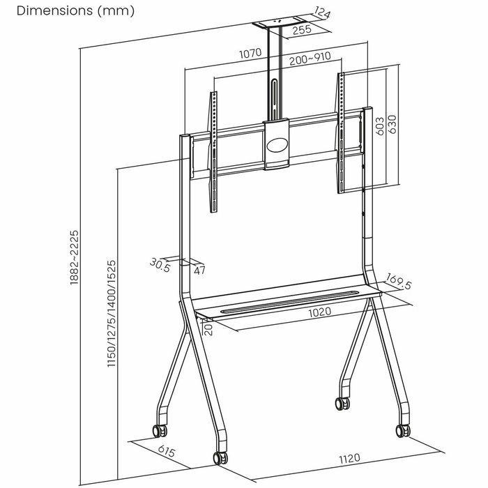 Support de table d'écran MacLean MC-114 W 100" 55" Support de table d'écran MacLean MC-114 W 100" 55"