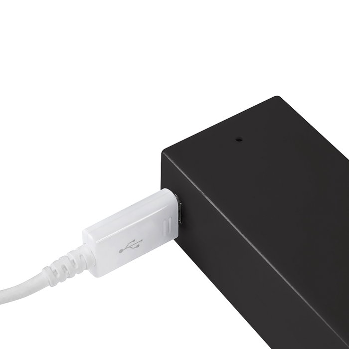 Emuca barre de penderie pour armoire Castor avec lumière LED, batterie amovible et détecteur de mouvement, 708, Peint en noir texturé Emuca barre de penderie pour armoire Castor avec lumière LED, batterie amovible et détecteur de mouvement, 708, Peint en noir texturé