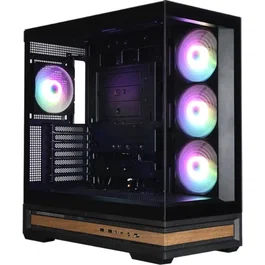 Zalman Boîtier PC Gamer P40 NAMU, Noir, Moyen Tour ATX, avec 4 Ventilateurs 120 mm ARGB, Ports USB Type-C/3.0, 2 Paniers Verre Trempé et Insert Bois