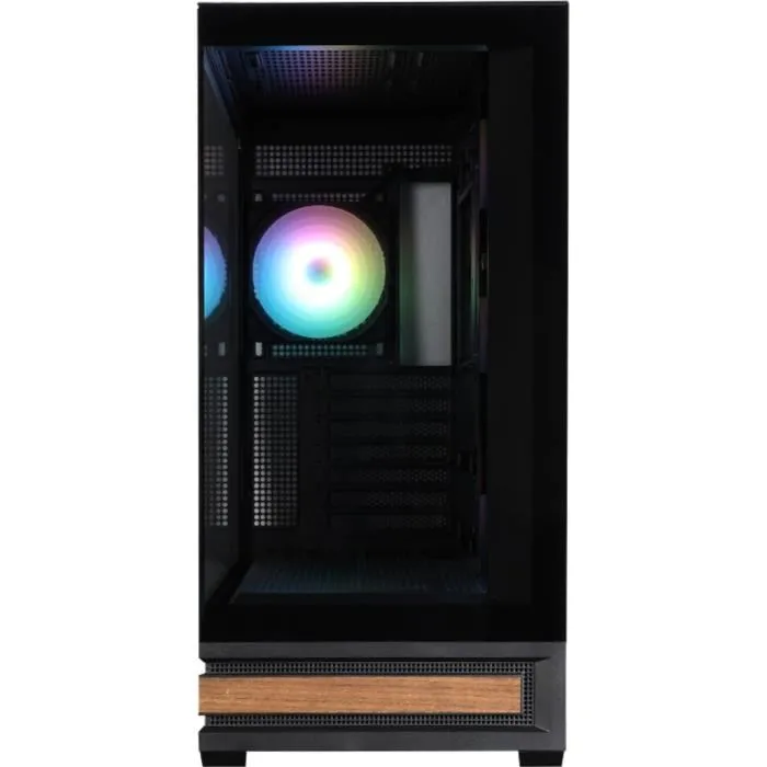 Zalman Boîtier PC Gamer P40 NAMU, Noir, Moyen Tour ATX, avec 4 Ventilateurs 120 mm ARGB, Ports USB Type-C/3.0, 2 Paniers Verre Trempé et Insert Bois