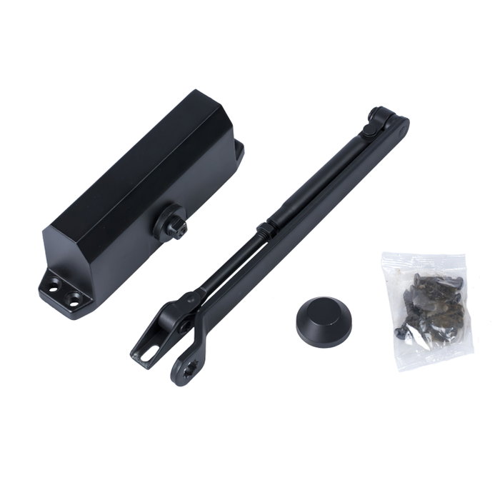 WOLFPACK LINEA PROFESIONAL Ferme-porte noir avec reteneur, Force 3, pour portes de 80-100 cm