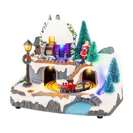 Lumineo Scène de Noël avec mouvement et lumière LED multicolore, 20,8 x 13,9 x 17 cm
