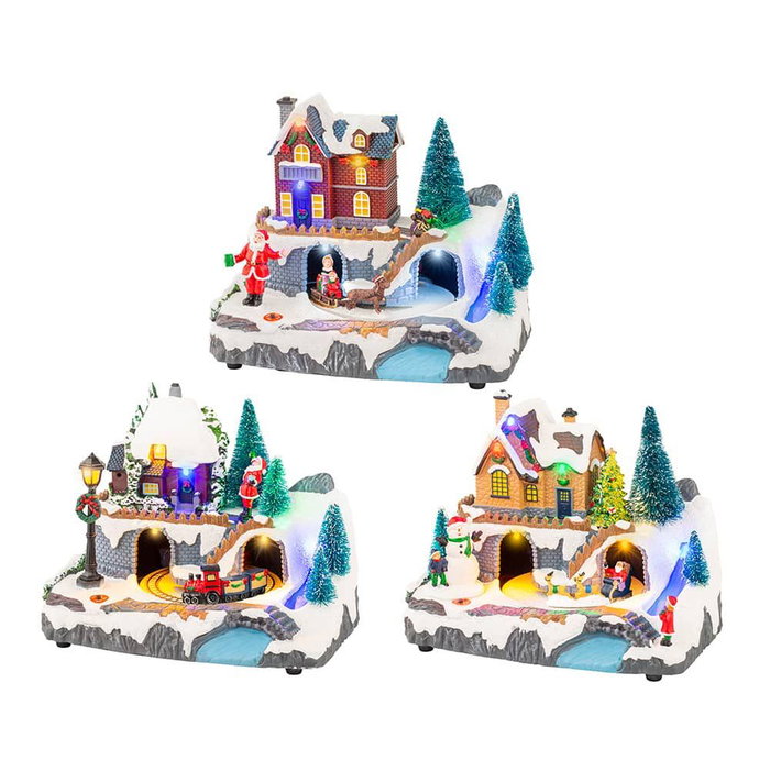 Lumineo Scène de Noël avec mouvement et lumière LED multicolore, 20,8 x 13,9 x 17 cm