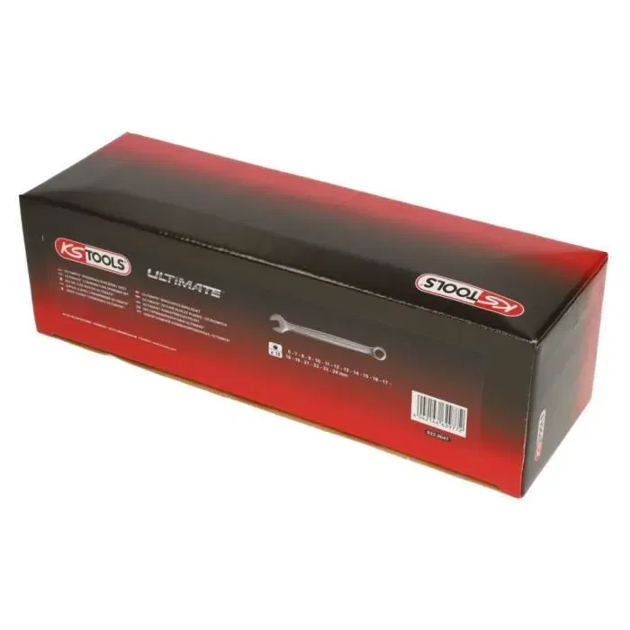Ks Tools Jeu de 18 clés mixtes métriques 922.0047 - 6 à 24 mm DIN 3113 - Angle de fourche à 15° - Chrome vanadium