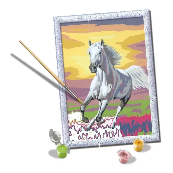 Ravensburger 25845 CreArt Kids - Kit de peinture par numéros 'Cheval dans le pré' 18x24 cm avec cadre, pour enfants dès 7 ans