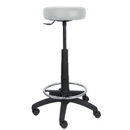 Tabouret Tolosa Pivotant Cuir écologique Non applicable Maille Gris clair Structure polyamide noire Sans accoudoirs Sans appui-tête Roulettes en nylon 50 mm