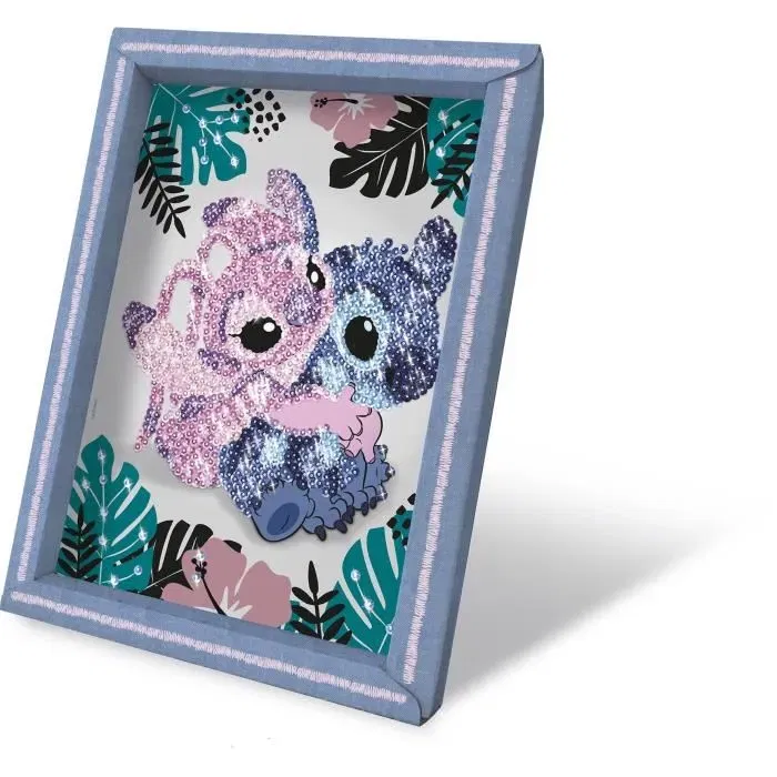 Lansay - Kit de Création Séquence Stitch & Angel - Jeu Art Déco pour Enfants Dès 7 Ans - Collection Sequins - Inclut Plaque, Sequins et Épingles