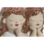 Home ESPRIT Cache-pot Chica en Dolomite - Lot de 2 - Blanc, Beige, Rose