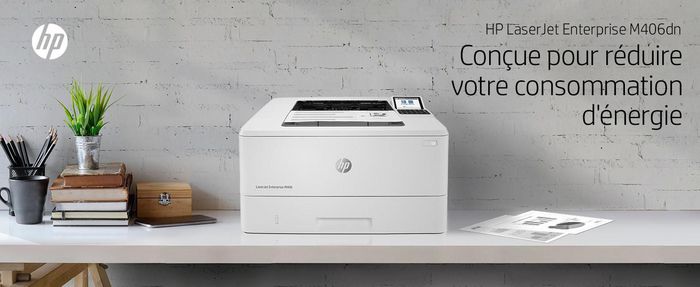 HP LaserJet Enterprise M406dn - Imprimante laser monochrome, 40 ppm, recto verso, USB, sécurisée, format A4, 1024 Mo, écran LCD, résolution 1200 x 1200 dpi