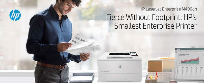 HP LaserJet Enterprise M406dn - Imprimante laser monochrome, 40 ppm, recto verso, USB, sécurisée, format A4, 1024 Mo, écran LCD, résolution 1200 x 1200 dpi