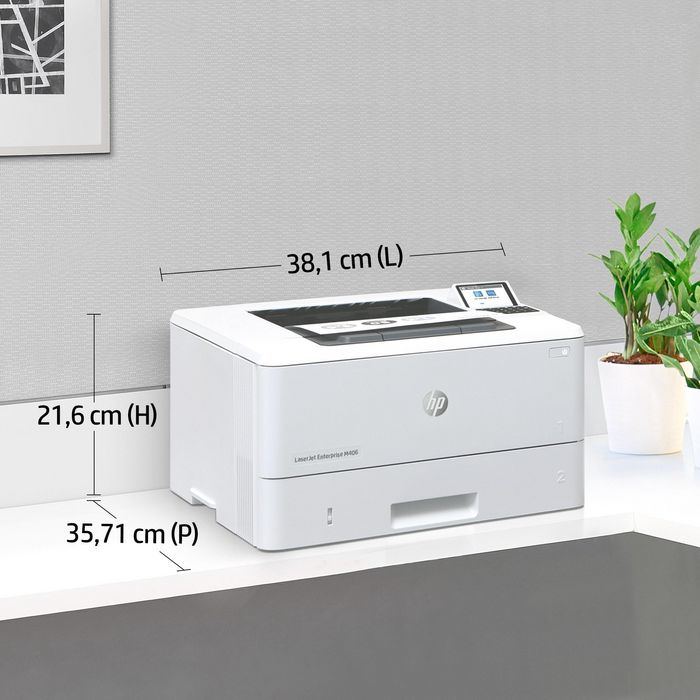 HP LaserJet Enterprise M406dn - Imprimante laser monochrome, 40 ppm, recto verso, USB, sécurisée, format A4, 1024 Mo, écran LCD, résolution 1200 x 1200 dpi