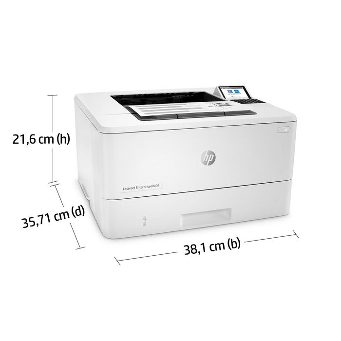 HP LaserJet Enterprise M406dn - Imprimante laser monochrome, 40 ppm, recto verso, USB, sécurisée, format A4, 1024 Mo, écran LCD, résolution 1200 x 1200 dpi