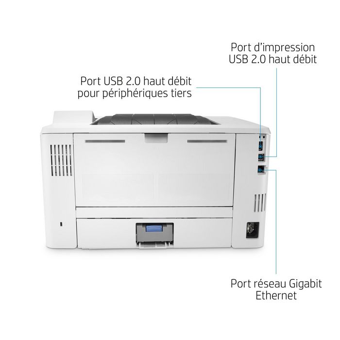 HP LaserJet Enterprise M406dn - Imprimante laser monochrome, 40 ppm, recto verso, USB, sécurisée, format A4, 1024 Mo, écran LCD, résolution 1200 x 1200 dpi