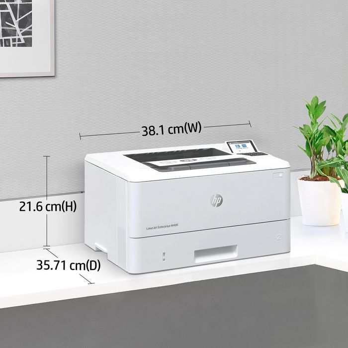 HP LaserJet Enterprise M406dn - Imprimante laser monochrome, 40 ppm, recto verso, USB, sécurisée, format A4, 1024 Mo, écran LCD, résolution 1200 x 1200 dpi