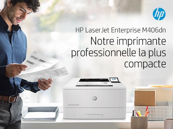 HP LaserJet Enterprise M406dn - Imprimante laser monochrome, 40 ppm, recto verso, USB, sécurisée, format A4, 1024 Mo, écran LCD, résolution 1200 x 1200 dpi