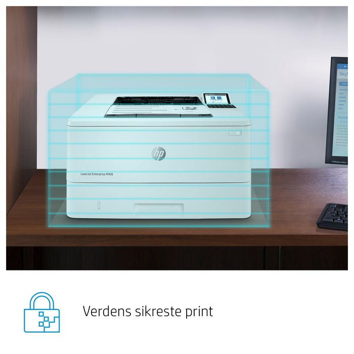 HP LaserJet Enterprise M406dn - Imprimante laser monochrome, 40 ppm, recto verso, USB, sécurisée, format A4, 1024 Mo, écran LCD, résolution 1200 x 1200 dpi