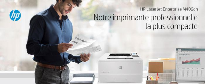 HP LaserJet Enterprise M406dn - Imprimante laser monochrome, 40 ppm, recto verso, USB, sécurisée, format A4, 1024 Mo, écran LCD, résolution 1200 x 1200 dpi
