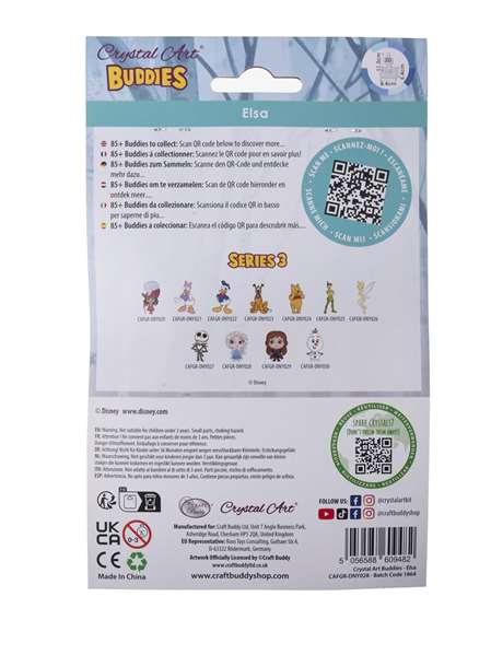 Crystal Art Buddy Kit de Loisir Créatif avec Cristaux Brillants Elsa - Dimensions 12x19.5x1.5 cm
