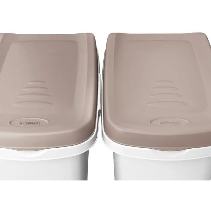 Kerbl - Conteneur hermétique pour croquettes animaux 15L - Couvercle à clip et joint caoutchouté contre les insectes - Brun et blanc