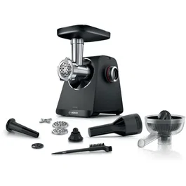 Bosch MFWS430B Hachoir à Viande Série 4 - 500W - Moteur bloqué 1900W - 3 grilles - Marche arrière - Capacité 2.5 kg/min - Noir