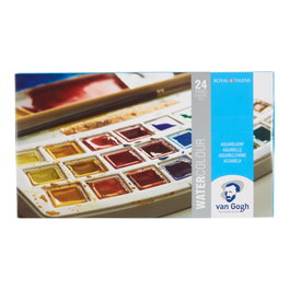 Van Gogh Étui plastique d'aquarelles avec 24 couleurs en demi-pastilles