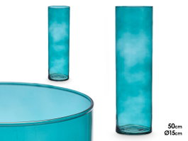 GIFTDECOR Vase Cylindre en Verre Turquoise 15cm x 50cm