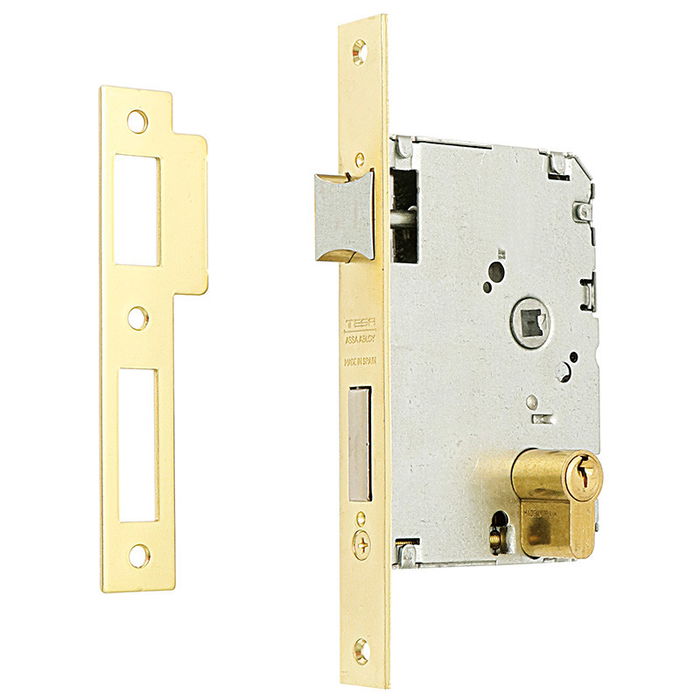 TESA Serrure encastrable 2010-P pour portes en bois avec cylindre Europrofil TE-5 et 3 clés TESA Serrure encastrable 2010-P pour portes en bois avec cylindre Europrofil TE-5 et 3 clés