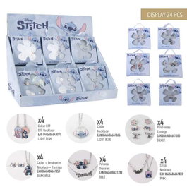 Cerdá - Lot de 6 présentoirs à bijoux fantaisie Stitch, motifs 1 à 6 (4 unités chacun), bleu, pour enfants dès 36 mois