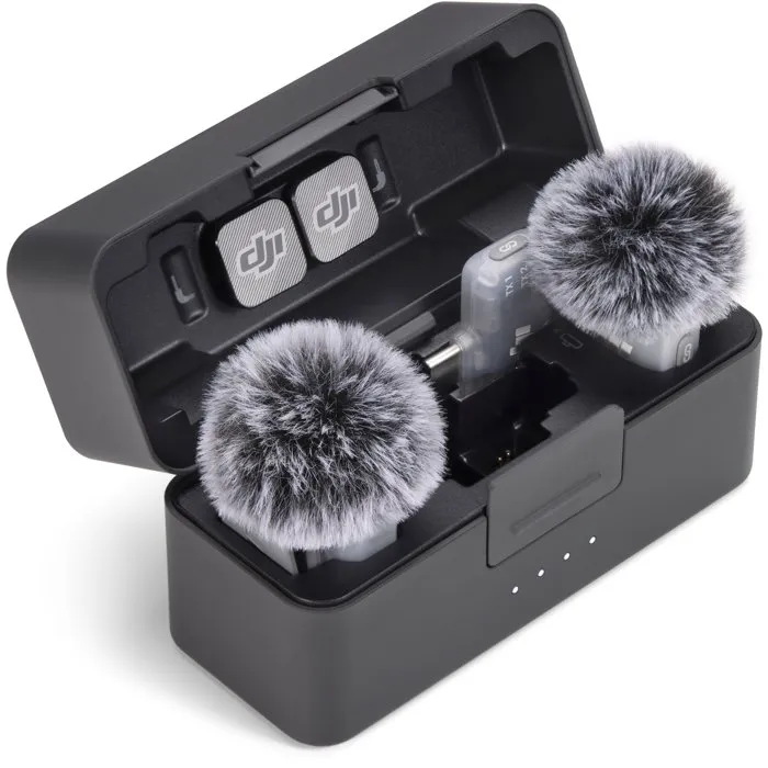 DJI Mic Mini 2 – Micro sans fil 2 TX 1 RX mobile avec boîtier de charge – 90h autonomie réduction bruit 3 préréglages vocaux