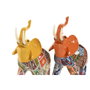 Home ESPRIT Figurine Décorative Éléphant Jaune Multicouleur Orange (Lot de 2)