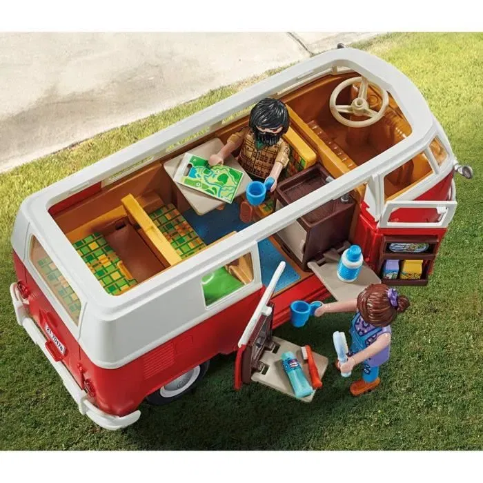 Playmobil 70176 Volkswagen T1 Combi, Voiture de Collection Classic Cars pour Adulte, Modèle à Assembler