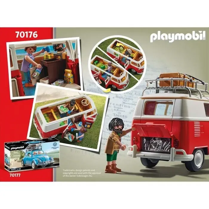 Playmobil 70176 Volkswagen T1 Combi, Voiture de Collection Classic Cars pour Adulte, Modèle à Assembler