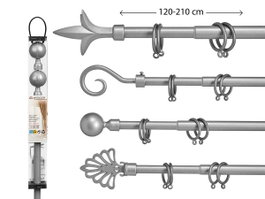 Giftdecor Barre à rideau extensible 120-210 cm Argent