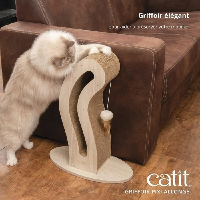 Catit Pixi Griffoir Queue de Chat avec Balle et Plumes Aspect Chêne Naturel Catit Pixi Griffoir Queue de Chat avec Balle et Plumes Aspect Chêne Naturel