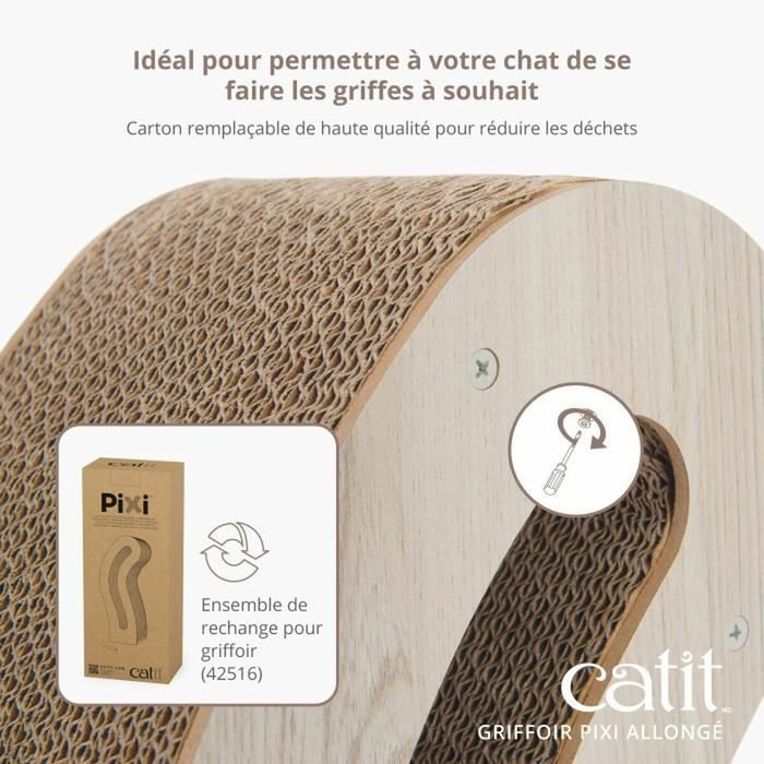 Catit Pixi Griffoir Queue de Chat avec Balle et Plumes Aspect Chêne Naturel Catit Pixi Griffoir Queue de Chat avec Balle et Plumes Aspect Chêne Naturel