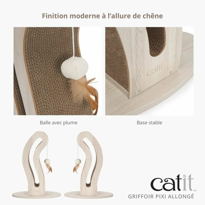 Catit Pixi Griffoir Queue de Chat avec Balle et Plumes Aspect Chêne Naturel Catit Pixi Griffoir Queue de Chat avec Balle et Plumes Aspect Chêne Naturel