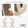 Catit Pixi Griffoir Queue de Chat avec Balle et Plumes Aspect Chêne Naturel