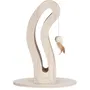Catit Pixi Griffoir pour chat en forme de queue avec balle en tissu et plumes - Design en chêne naturel et carton ondulé remplaçable
