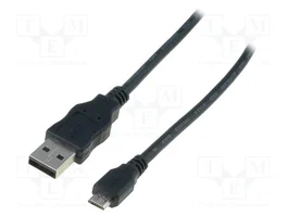 DIGITUS Câble USB 2.0 USB A vers USB B micro prise, 1,8m, noir