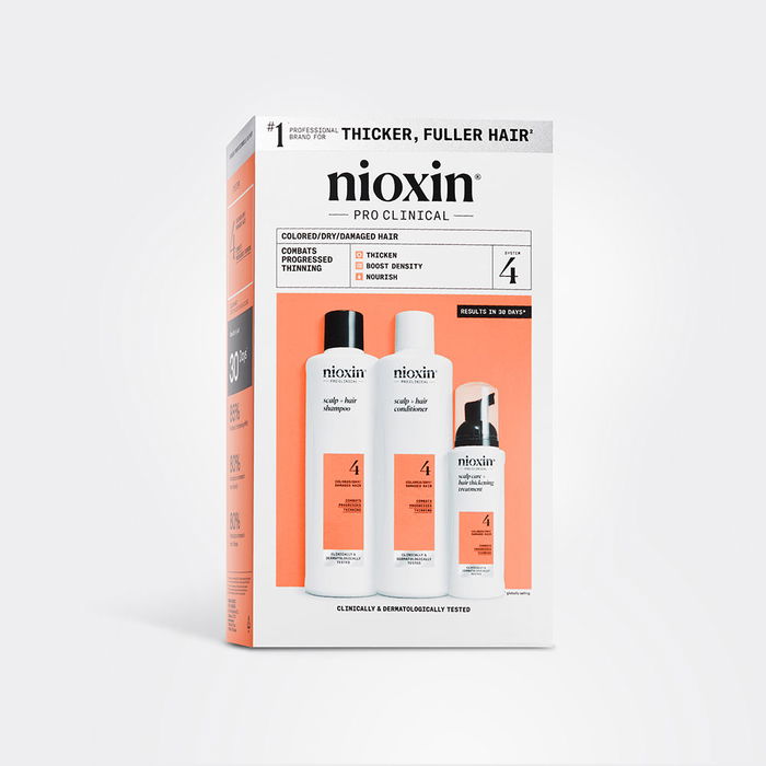 Nioxin System 4 Kit Traitement Cheveux Colorés Anti-Fragilité 300ml Shampoing + 300ml Après-Shampoing + 100ml Traitement