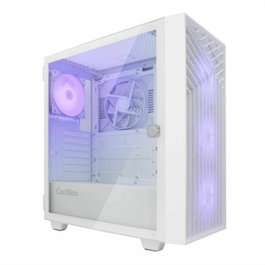 Coolbox GA300 Grid Line Boîtier PC Gaming Tour ATX avec 3 ventilateurs ARGB, cristal trempé, USB-C