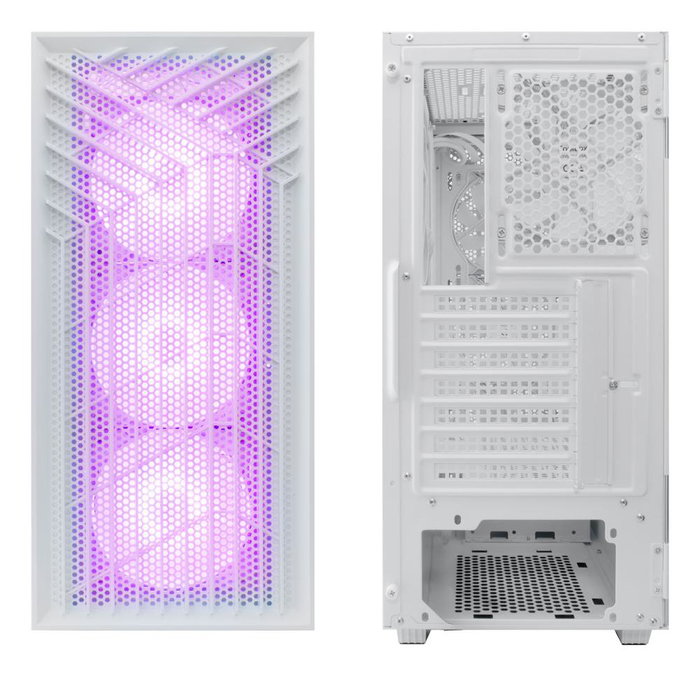 Coolbox GA300 Grid Line Boîtier PC Gaming Tour ATX avec 3 ventilateurs ARGB, cristal trempé, USB-C