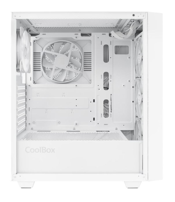 Coolbox GA300 Grid Line Boîtier PC Gaming Tour ATX avec 3 ventilateurs ARGB, cristal trempé, USB-C