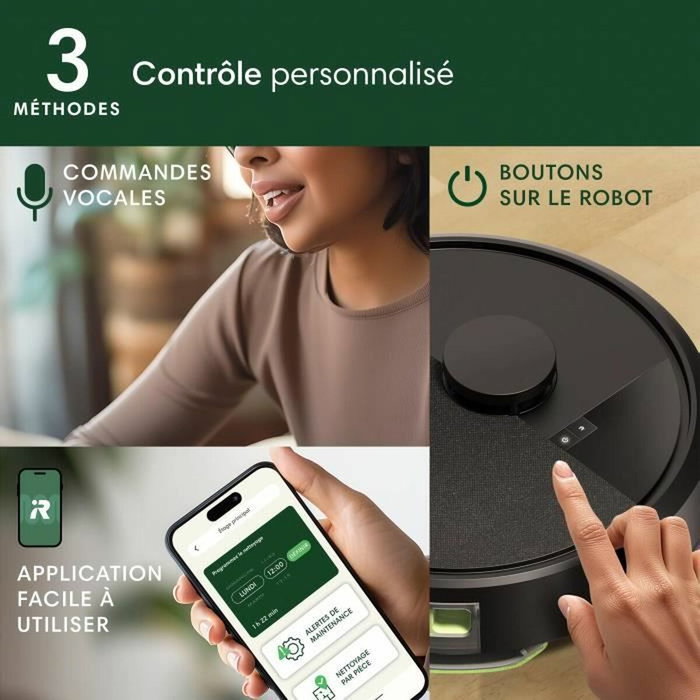 iRobot Roomba 105 Combo - Robot Aspirateur Laveur 2en1 - Noir